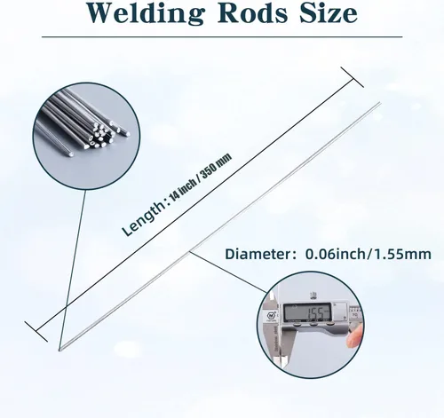 Miniatura 4 de Varillas de soldadura de aluminio de 20 varillas de 1/16 pulgadas, varillas de soldadura de aluminio de 14 pulgadas de longitud para antorcha de Gris