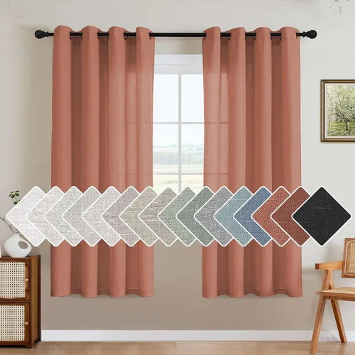 Miniatura 18 de H.VERSAILTEX Elegant - Cortinas texturizadas de lino natural mezclado con eficiencia energética, filtrado de luz, con ojales de níquel