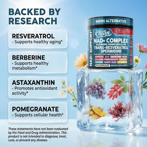Miniatura 3 de Suplemento NAD Limpio Resveratrol NAD+ Liposomal Espididina Fisetina Germen de Trigo Quercetina Extracto de Semilla de Uva Gotu Kola Berberina