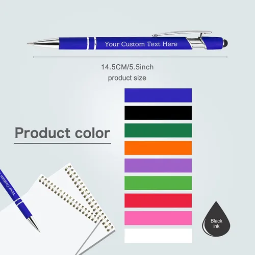 Miniatura 2 de Bolígrafos personalizados con nombre a granel, juego de bolígrafos personalizados, lápiz capacitivo grabado, logotipo, texto, regalo para negocios