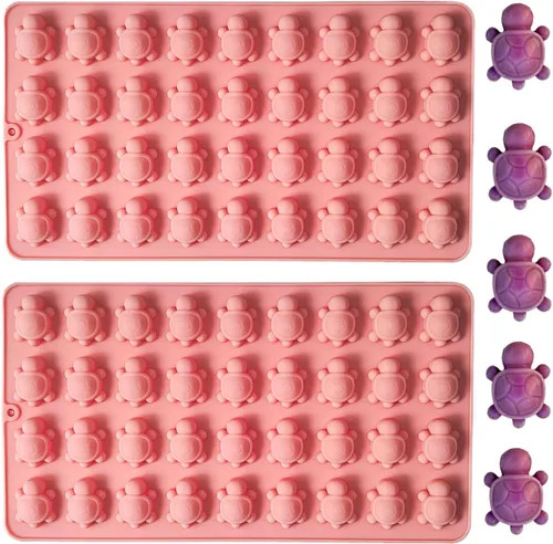 Moldes para caramelos de gomitas, paquete de 2 moldes de 36 cavidades para caramelos de chocolate, tortuga, cubitos de hielo, cera de gelatina de