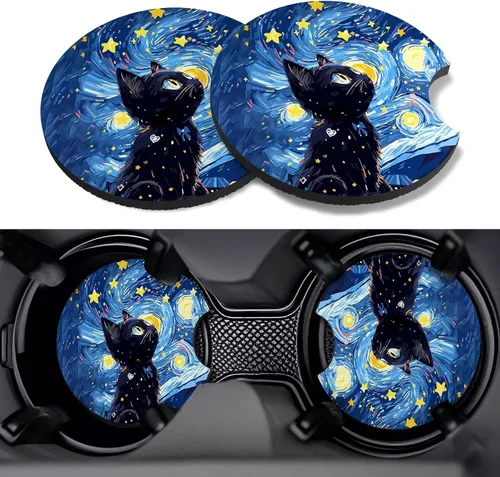 Miniatura 44 de Posavasos para automóvil, paquete de 2 posavasos para automóvil, 2.75 pulgadas, antideslizantes y absorbentes, para portavasos de automóvil