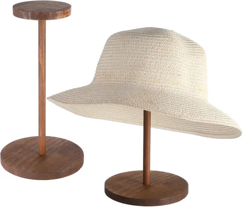 MAQUITA Soporte de exhibición de sombreros, de madera rústica, soporte para sombreros, soporte para peluca vintage, exhibidor de joyas, casco,