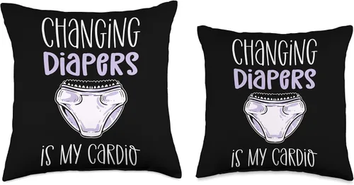 Miniatura 3 de Daycare and Childcare Appreciation Gifts Changing Pañales is My Cardio. Almohada de proveedor de guardería, 16 x 16 pulgadas, multicolor