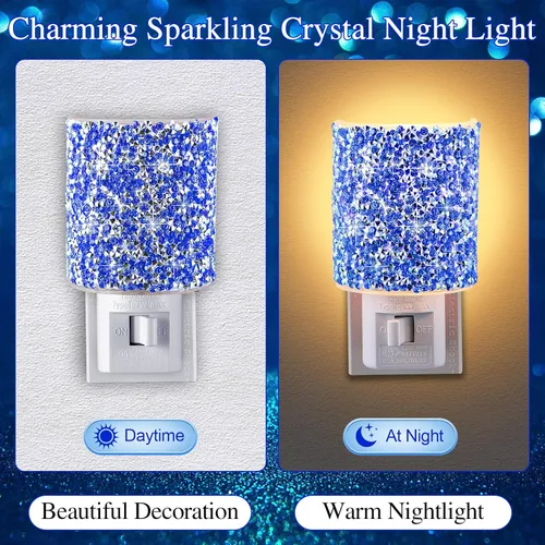 Miniatura 3 de Luz nocturna LED enchufable a la pared, luz nocturna de cristal con interruptor de encendido y apagado manual, luz nocturna blanca cálida