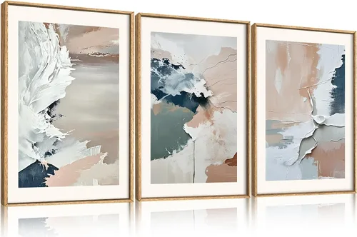 Miniatura 19 de HPINUB - Lienzo decorativo abstracto moderno para pared, juego de 3 impresiones artísticas enmarcadas, pintura de pared grande en blanco y negro, 16