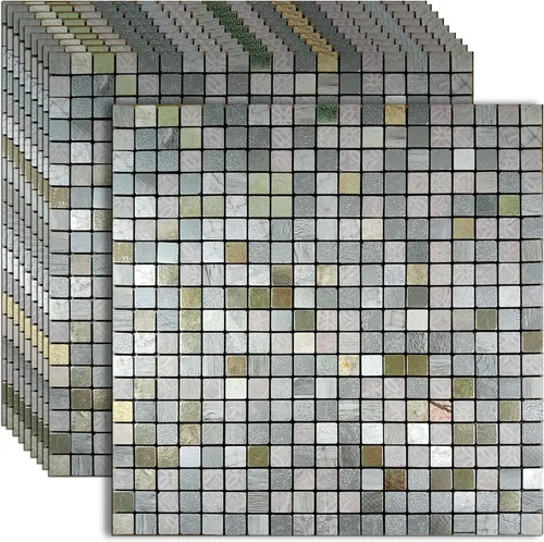 Miniatura 15 de XUANINY Azulejos de protección contra salpicaduras para cocina, baño, chimenea, mosaico de aluminio metálico autoadhesivo (12 x 12 pulgadas)