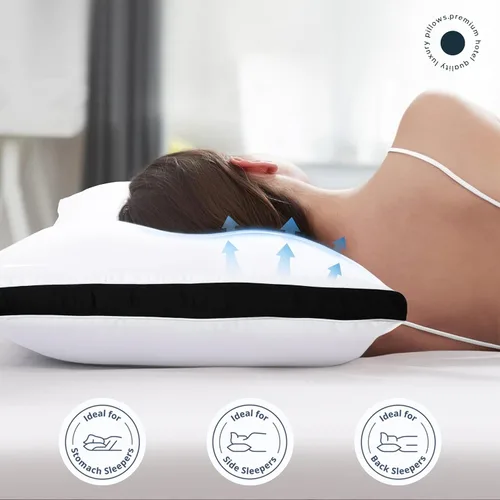 Miniatura 3 de LUX Décor - Juego de 2 almohadas suaves de hotel con refuerzo, para dormir de lado, boca abajo y de espalda, almohadas de cama de hotel alternativas