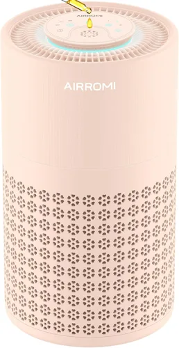 Purificador de aire AIRROMI para dormitorio con filtro HEPA 3-en-1, purificador de aire para mascotas para el olor a orina de gato en el hogar,