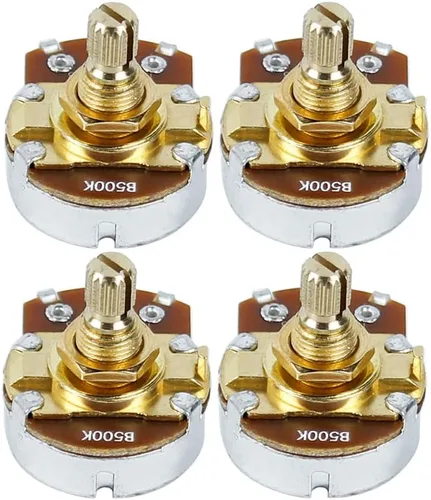 Miniatura 14 de FLEOR Potenciómetro cónico de audio con eje de 0.709 in, 4 piezas, tamaño completo, para guitarra, A250K