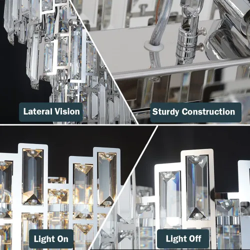 Miniatura 5 de Candelabros modernos para comedor, lámpara de araña rectangular cromada, lámpara colgante de cristal, colgante rectangular lineal cromado