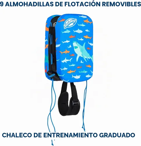 Miniatura 3 de SwimWays Power Swimr - Chaleco de natación para piscina al aire libre para niños, flotador ajustable para entrenamiento de natación, sirena rosa