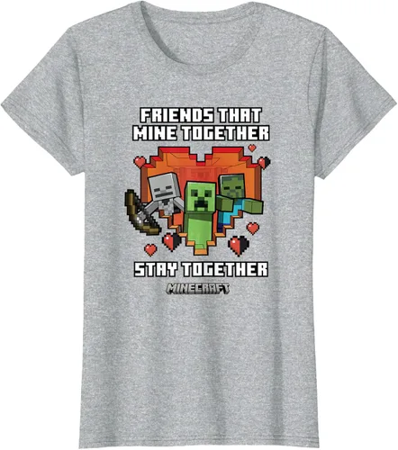 Miniatura 21 de Minecraft Camiseta de San Valentín Friends That Mine Together Mobs, Negro