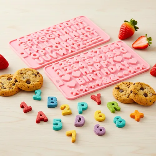 Miniatura 6 de Moldes de chocolate con números y letras de silicona de 2 piezas, moldes reutilizables para dulces de múltiples patrones para decoración