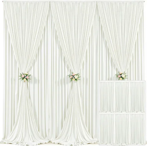 Miniatura 75 de Cortina de fondo beige de 10x10 para bodas y fiestas, cortina de fondo beige sin arrugas para fotos, cortinas de fondo para decoración de baby Gris