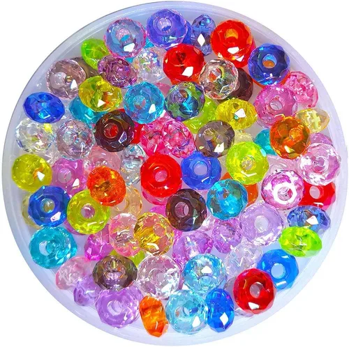 Miniatura 2 de Cuentas facetadas de agujero grande, pulseras para el cabello, pulseras para el cabello, collar con cuentas para hacer manualidades