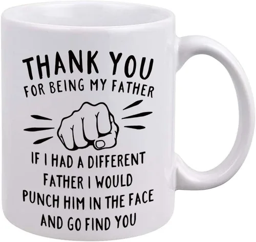 DQG CVT Taza de café divertida con texto en inglés «Best Dad Mug – Thank You for Being My Father – Día del Padre para papá y esposo, ideas únicas de