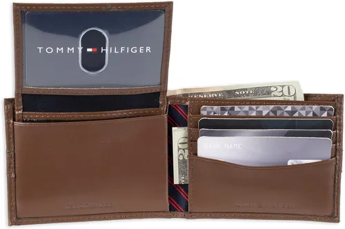 Miniatura 5 de Tommy Hilfiger Cartera de cuero genuino para hombre con múltiples ranuras para tarjetas