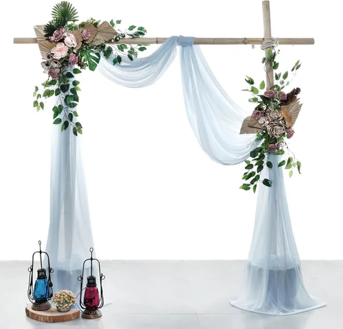 Miniatura 2 de MDS Paquete de 2 paneles de cortina de arco de boda (30 pulgadas de ancho x 30 pies de largo) tela de gasa transparente para boda, ceremonia, Azul