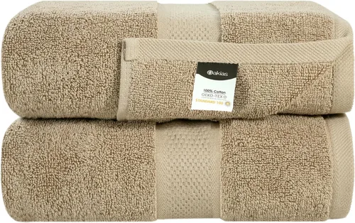 Miniatura 2 de Oakias Toallas de baño beige de alta calidad, paquete de 2, 27 x 54 pulgadas, altamente absorbentes, toallas de baño de lujo de 21.16 oz/m²