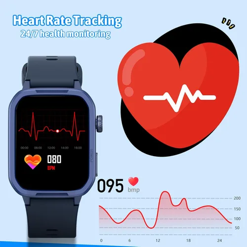 Miniatura 5 de Reloj inteligente para niños, no necesita teléfono, rastreador de fitness de vidrio templado para niños y adolescentes con 19 modos deportivos, Azul