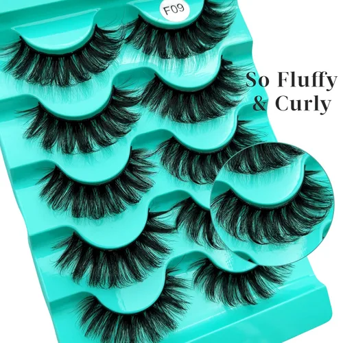 Miniatura 8 de Pestañas postizas de visón con volumen que parecen extensiones glamorosas y rizadas, paquete de 5 pares