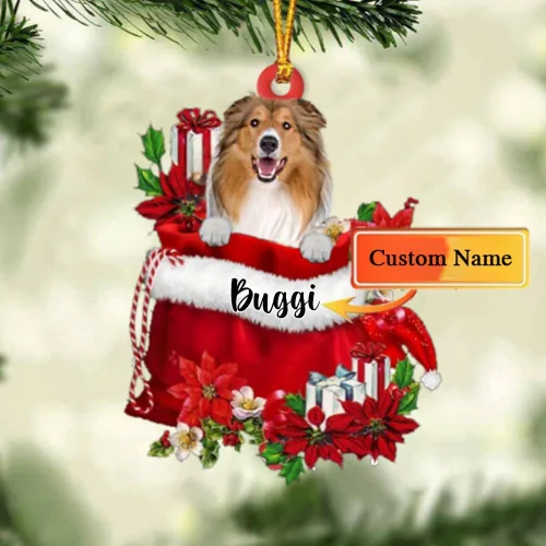 Miniatura 191 de Perro Akita Inu personalizado en bolsa de regalo, adorno de Navidad, nombre personalizado, regalo para amantes de los perros, familia, Navidad