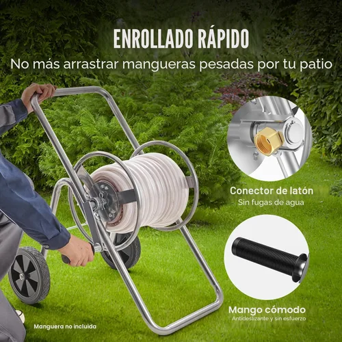 Miniatura 4 de VEVOR Carro de carrete de manguera, soporta hasta 175 pies de manguera de 5/8 pulgadas (manguera no incluida), carrito de manguera de agua