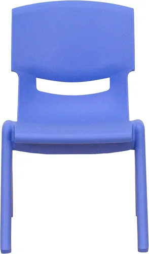 Miniatura 4 de EMMA + OLIVER Paquete de 4 sillas escolares apilables de plástico azul con asiento de 10.5 pulgadas de alto, silla preescolar