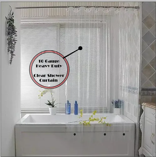 Elegant Comfort Forro de cortina de ducha transparente resistente al agua, 72 x 72 pulgadas de largo para baño con 3 imanes inferiores y ojales a