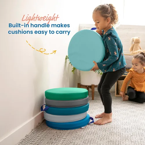 Miniatura 5 de ECR4Kids SoftZone - Cojines de suelo, redondos, asientos flexibles, contemporáneos, 6 piezas