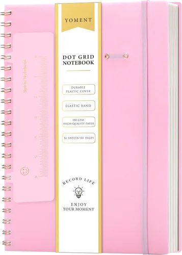 Miniatura 21 de Cuaderno de espiral de cuadrícula de puntos, tamaño A5, 160 páginas, cuaderno de papel grueso, cuaderno de plástico de tapa dura de 5 x 7 pulgadas