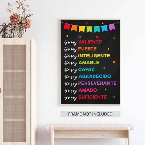 Miniatura 5 de Jinniee Yo Soy Valiente Fuerte Amado - Póster inclusivo en español, afirmaciones positivas para niños, autoestima, escuela en casa, decoración