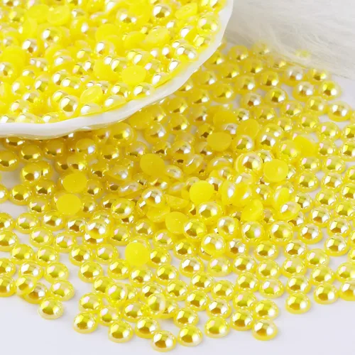 Miniatura 74 de 1500 PIEZAS 4mm Perlas Blancas de Media Parte Plana para Manualidades Joyería Álbum de Recortes Decoración de Uñas, Perlas de Parte Plana para Blanco