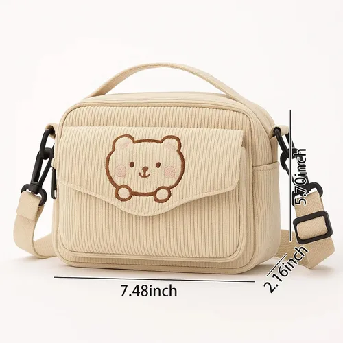 Miniatura 7 de Bolsos cruzados para mujer, bolso de pana para hombro, bolso lindo para viajes, compras y uso diario Negro