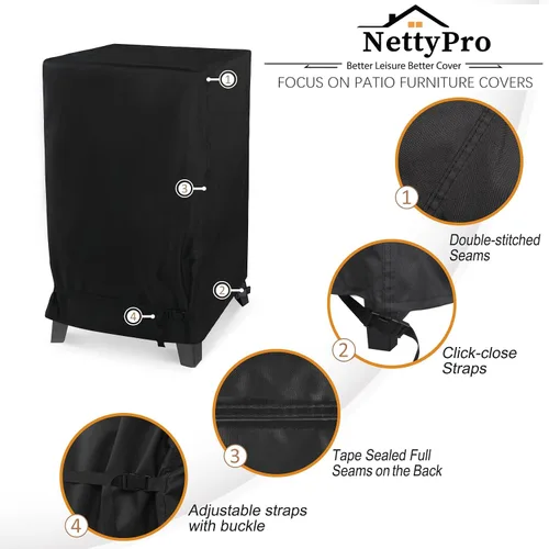 Miniatura 8 de NetttyPro - Funda para ahumador eléctrico de exterior Masterbuilt de 30 pulgadas, impermeable, resistente, cuadrada, vertical, para parrilla