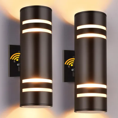 Miniatura 8 de Housen Solutions Paquete de 2 lámparas LED para exteriores del anochecer al amanecer arriba abajo, luces de pared para exteriores con 4 bombillas