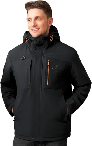 Miniatura 2 de Chaqueta térmica impermeable a prueba de viento para hombre, con capucha, aislada, ligera, abrigo de nieve de invierno con múltiples bolsillos