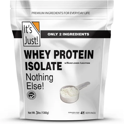 Miniatura 6 de It's Just! - Aislado de proteína de suero de leche, alimentado con pasto ultra premium, sin sabor, fabricado en Estados Unidos, puro 90%