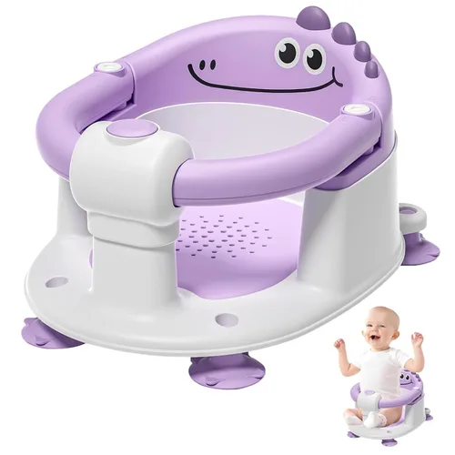 Miniatura 10 de Asiento de baño para bebé TPN para bebés de 6 meses en adelante, asiento de baño antideslizante para niños pequeños con 5 calcomanías de emoji Azul