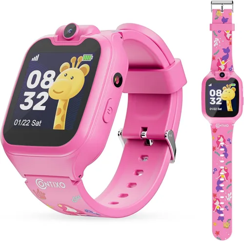 Miniatura 9 de Contixo KW01 - Relojes inteligentes para niños, color azul, pantalla táctil HD de 1.54 pulgadas, juguete educativo con juegos, cámara, grabadora