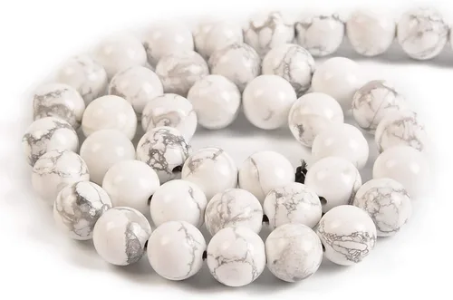 Miniatura 2 de 36 cuentas redondas sueltas de howlita blanca natural de 0.394 in para fabricación de joyas, 15.5 pulgadas, 1 hebra (howlita blanca, 36 cuentas)