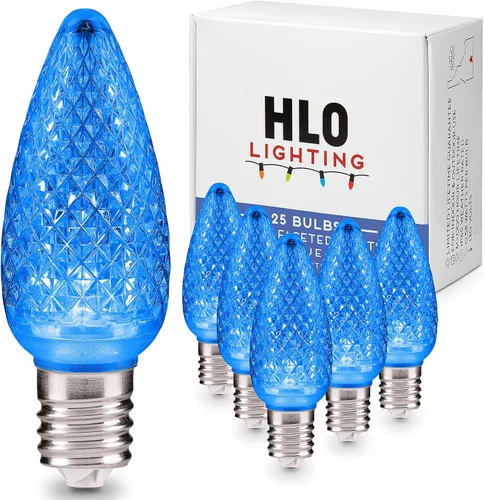 Miniatura 24 de HLO Lighting Juego de 25 bombillas LED de Navidad C9 de color blanco cálido para uso en interiores y exteriores Bombilla de repuesto duradera