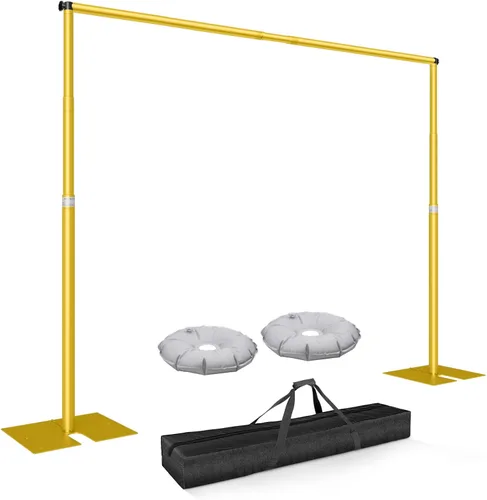Miniatura 13 de Kit de soporte de fondo de tubo y cortina de 10 x 10 pies, soporte ajustable resistente con bolsa de transporte, marco de fondo de metal para Negro