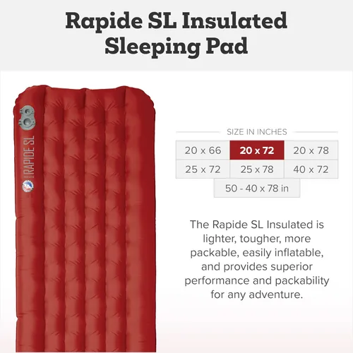 Miniatura 2 de Big Agnes Rapide SL - colchón inflable aislante, ultraligero, compacto para todas las estaciones de mochilero y senderismo, bolsa de bombeo