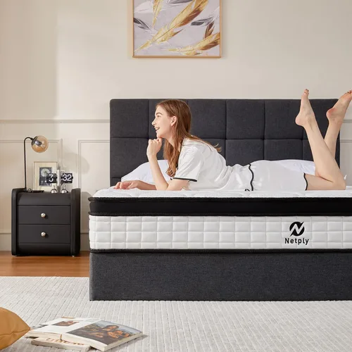Miniatura 2 de Colchón híbrido tamaño Queen de 12 pulgadas en una caja, espuma viscoelástica mejorada y resortes en bolsillo independientes, soporte zonificado