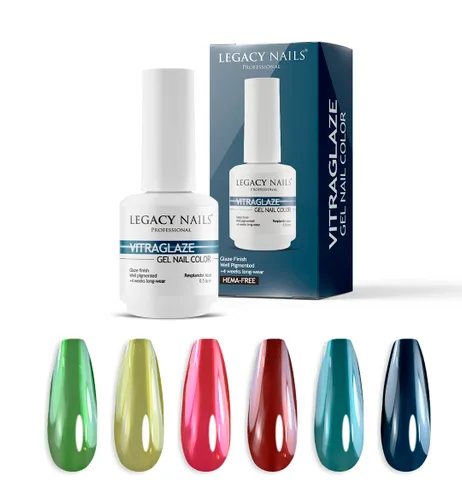 Miniatura 4 de LEGACY NAILS Esmalte de uñas de gel profesional VITRAGLAZE con efecto vitral, acabado de vidrio translúcido, sin HEMA ni TPO, brillo duradero hasta