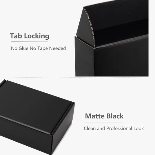 Miniatura 4 de Timirog Cajas de envío pequeñas de 4 x 4 x 2 pulgadas, paquete de 25 cajas de correo de cartón corrugado negro para pequeñas empresas, correo