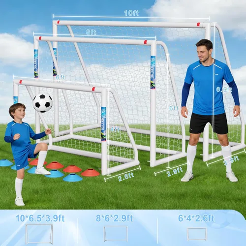 Miniatura 5 de Soccer Goal for Backyard 10×6.5, 8×6 and 6×4 FT Soccer Goals Weatherproof and Portable HPVC Soccer Goal with Soccer Target Net and Carry Bag for