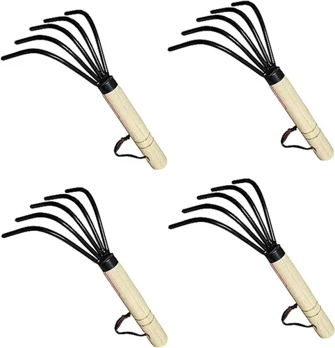 Miniatura 10 de Garden Guru - Rastrillo de mano cultivador de garra de acero de grado militar, resistente a la corrosión, garra ninja japonesa de 5 dientes, mango